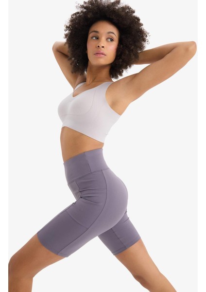 Fit Toparlayıcı Yüksek Bel Biker Sporcu Tayt E6323AX25SM