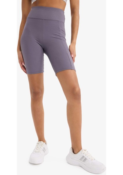 Fit Toparlayıcı Yüksek Bel Biker Sporcu Tayt E6323AX25SM