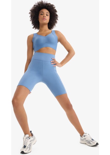 Toparlayıcı Yüksek Bel Biker Sporcu Tayt E6323AX25SM