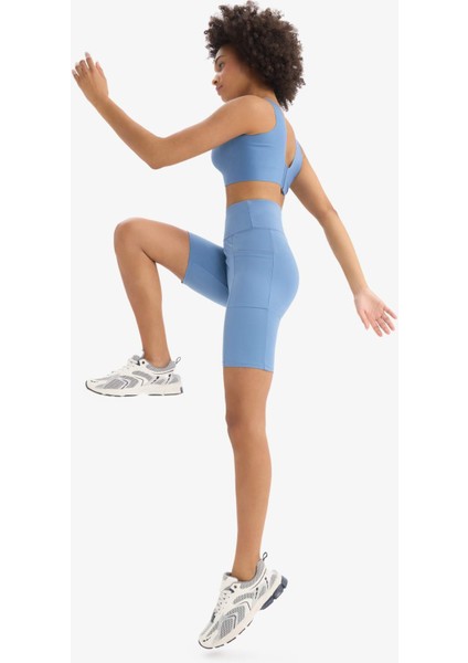 Toparlayıcı Yüksek Bel Biker Sporcu Tayt E6323AX25SM