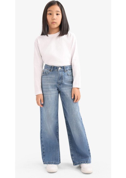 Kız Çocuk Wide Leg Geniş Paça Jean Pantolon E7710A825AU