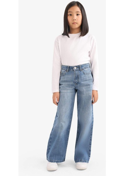 Kız Çocuk Wide Leg Geniş Paça Jean Pantolon E7710A825AU