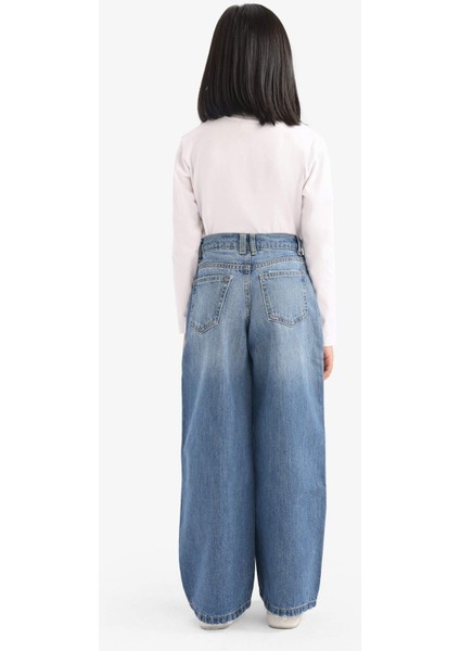 Kız Çocuk Wide Leg Geniş Paça Jean Pantolon E7710A825AU