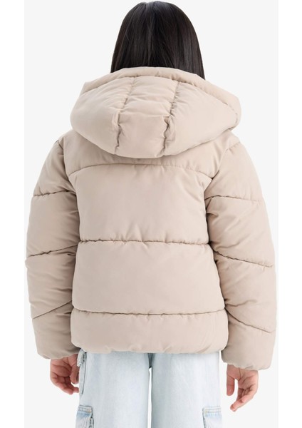 Kız Çocuk Su Geçirmez Kapüşonlu Fermuarlı Şişme Mont C5389A825AU