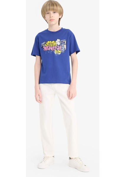 Erkek Çocuk Bisiklet Yaka Baskılı Kısa Kollu Tişört E7493A825SM