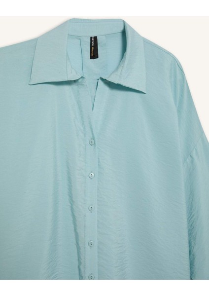 Regular Fit Apaş Yaka Baisc Düz Uzun Kollu Gömlek E5946AX25SP