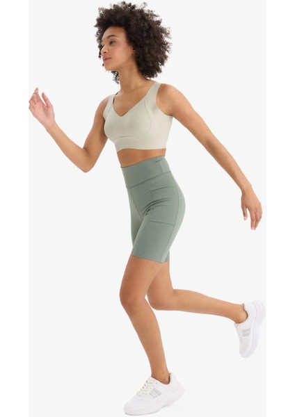 Fit Toparlayıcı Yüksek Bel Biker Sporcu Tayt E6323AX25SM