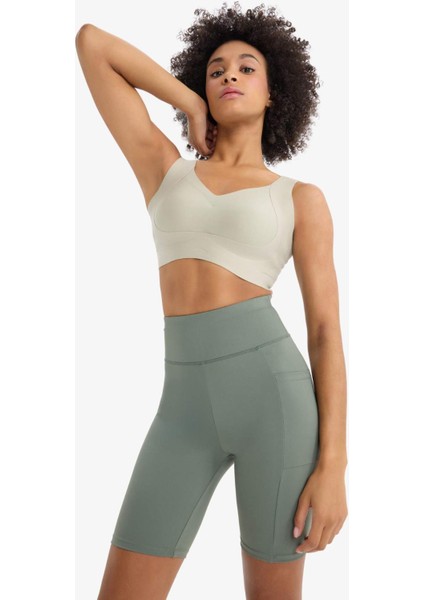 Fit Toparlayıcı Yüksek Bel Biker Sporcu Tayt E6323AX25SM