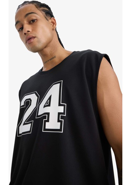 Fit Hızlı Kuruyan Nefes Alabilen Boxy Fit Baskılı Bisiklet Yaka Sporcu Atlet E4391AX25HS