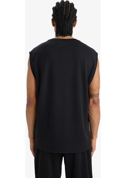 Fit Hızlı Kuruyan Nefes Alabilen Boxy Fit Baskılı Bisiklet Yaka Sporcu Atlet E4391AX25HS