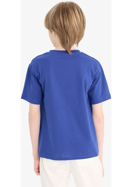 Erkek Çocuk Bisiklet Yaka Baskılı Kısa Kollu Tişört E7493A825SM