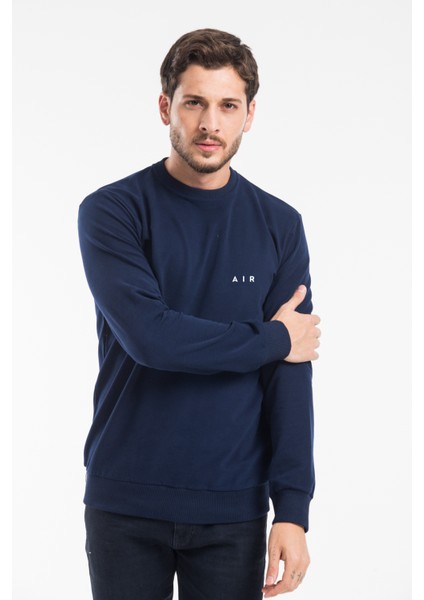 Erkek Bisiklet Yaka Regular Kalıp Ince Air Baskılı Sweatshırt SPR24SW124 fiyatları