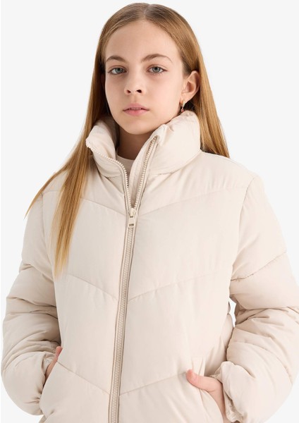 Kız Çocuk Su Geçirmez Polar Astarlı Fermuarlı Şişme Mont C5391A825AU