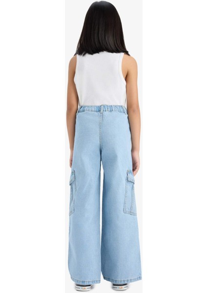 Kız Çocuk Wide Leg Kargo Geniş Paça Jean Pantolon E5879A825AU