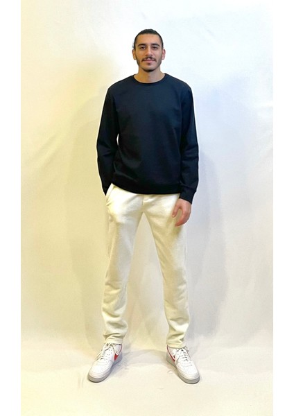 Erkek Bisiklet Yaka Rahat Kalıp 3 Iplik Kalın Sweatshirt SPR24SW-36