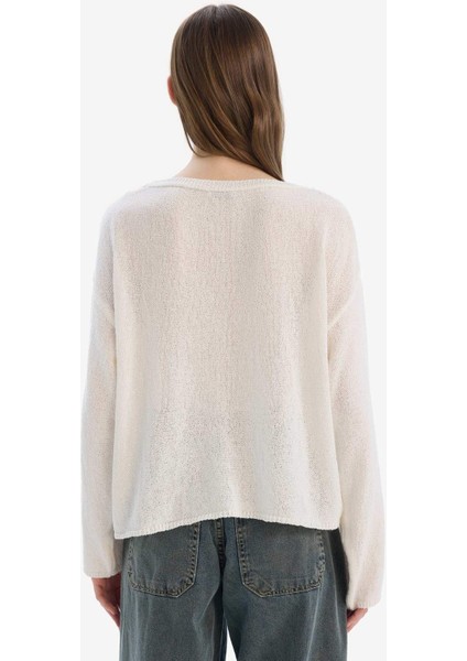 Regular Fit Kayık Yaka Basic Düz Triko Kazak E4679AX25SP