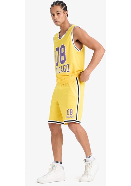 Fit Hızlı Kuruyan Standart Fit Sporcu Esnek Bantlı Paça Şort E4402AX25HS