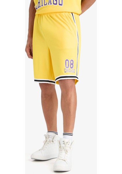 Fit Hızlı Kuruyan Standart Fit Sporcu Esnek Bantlı Paça Şort E4402AX25HS