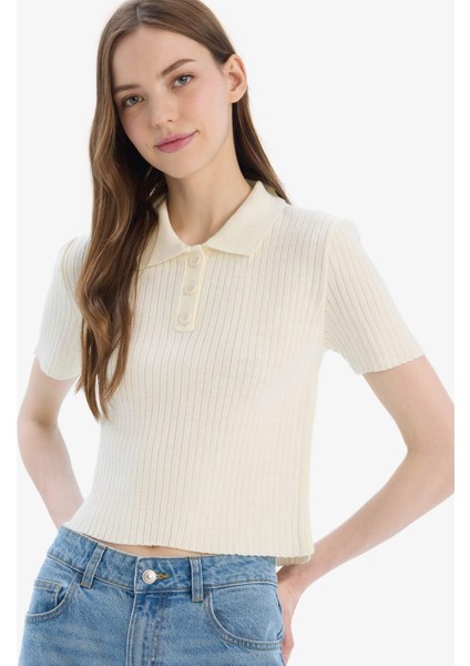 Slim Fit Dar Kesim Polo Yaka Kısa Kollu Triko Tişört N9752AZ25SP