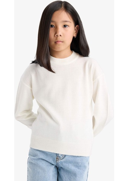 Kız Çocuk Standart Fit Bisiklet Yaka Triko Kazak C6902A825AU