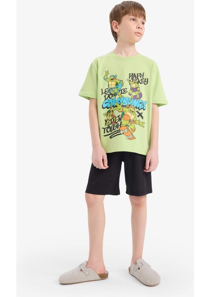 Erkek Çocuk Ninja Turtles-Retro Pijama Takımı Kısa Kollu Üst Şort E6965A825HS