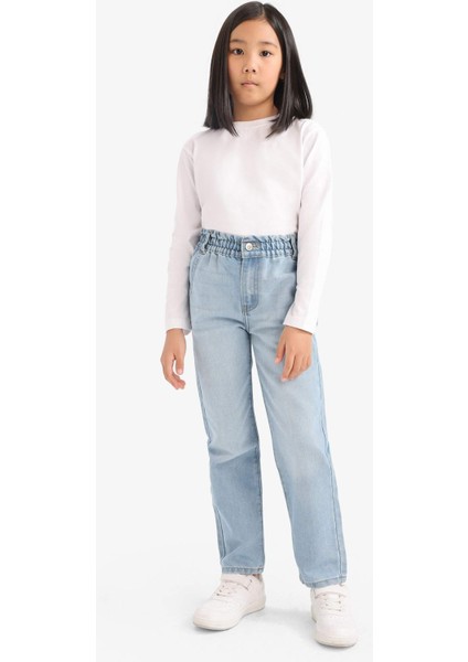Kız Çocuk Paperbag Standart Paça Jean Pantolon E6181A825AU