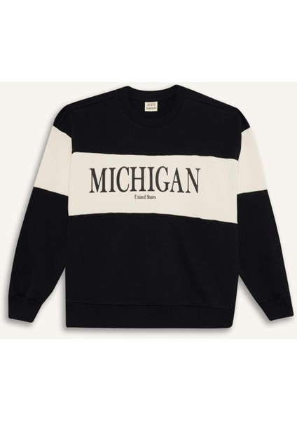 Kız Çocuk 2'li Takım Baskılı Sweatshirt Eşofman Altı E6418A825AU