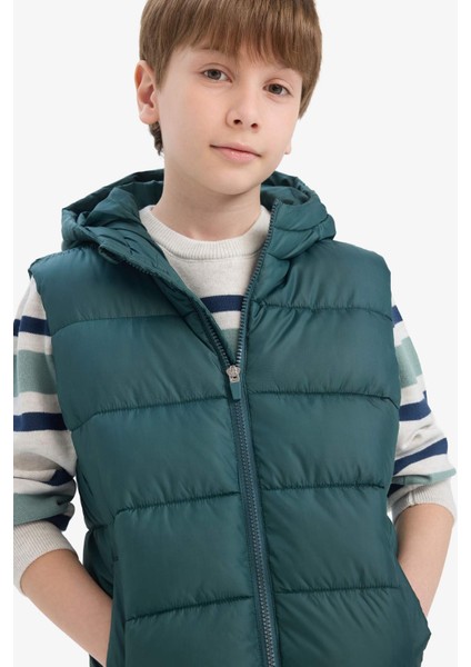 Erkek Çocuk Su İtici Kapüşonlu Fermuarlı Şişme Yelek C4334A825AU