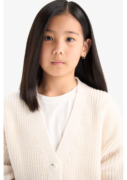 Kız Çocuk V Yaka Düğmeli Triko Hırka A2298A825AU