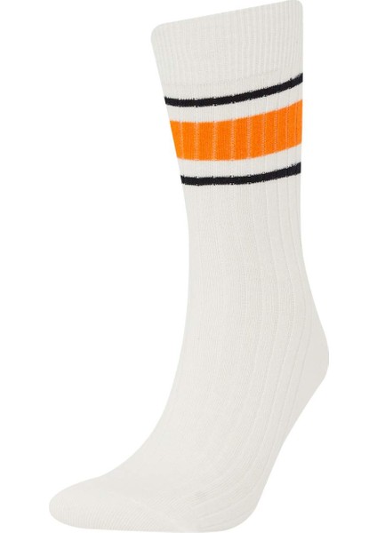 Erkek Dikişsiz Rahat Lastikli 3'lü Penye Pamuklu Premium Uzun Çorap E7876AXNS