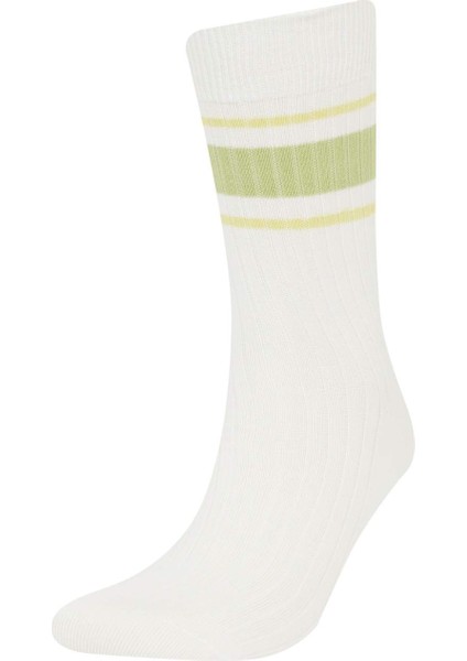 Erkek Dikişsiz Rahat Lastikli 3'lü Penye Pamuklu Premium Uzun Çorap E7876AXNS