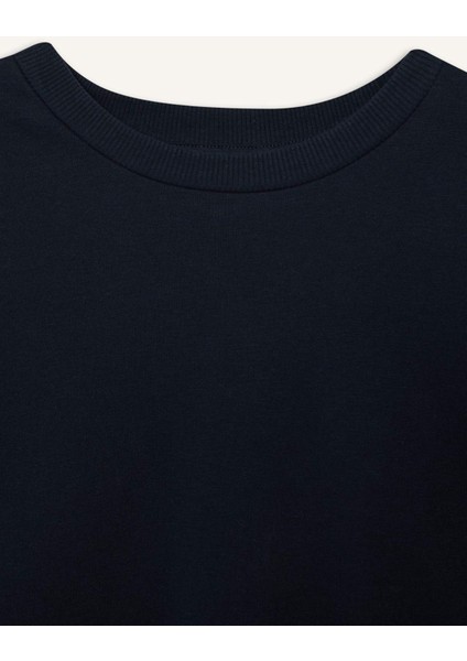 Regular Fit Bisiklet Yaka Kalın Basic Düz Sweatshirt