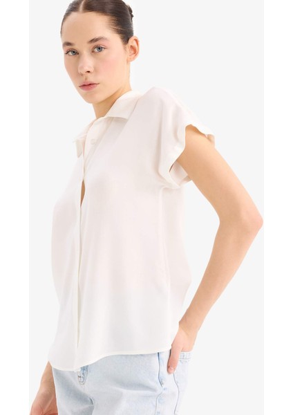 Regular Fit Basic Düz Viskon Kısa Kollu Gömlek N7819AZ25SP