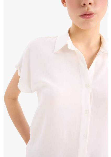 Regular Fit Basic Düz Viskon Kısa Kollu Gömlek N7819AZ25SP