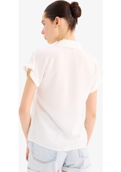 Regular Fit Basic Düz Viskon Kısa Kollu Gömlek N7819AZ25SP