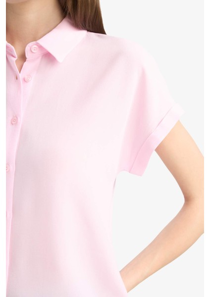 Regular Fit Basic Düz Viskon Kısa Kollu Gömlek N7819AZ25SP
