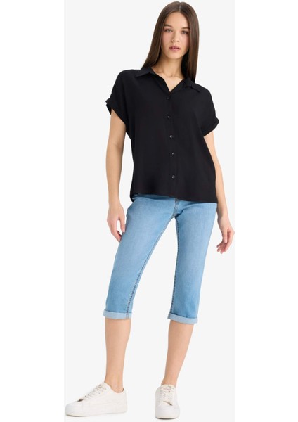 Regular Fit Basic Düz Viskon Kısa Kollu Gömlek N7819AZ25SP