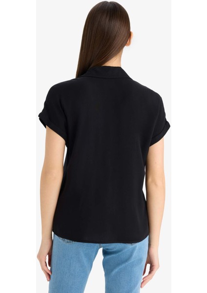 Regular Fit Basic Düz Viskon Kısa Kollu Gömlek N7819AZ25SP