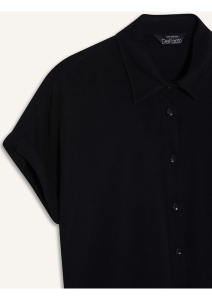 Regular Fit Basic Düz Viskon Kısa Kollu Gömlek N7819AZ25SP