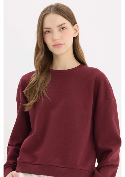 Regular Fit Bisiklet Yaka Kalın Basic Düz Sweatshirt D6645AX25SP