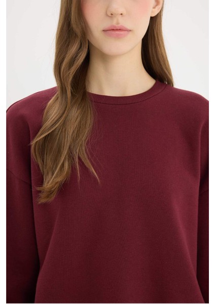 Regular Fit Bisiklet Yaka Kalın Basic Düz Sweatshirt D6645AX25SP