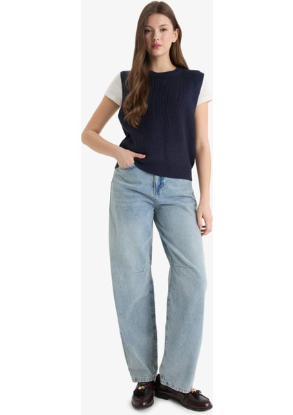 Oversize Geniş Kalıp Bisiklet Yaka Triko Süveter S0375AZ25WN