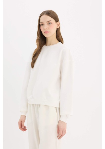 Regular Fit Bisiklet Yaka Kalın Basic Düz Sweatshirt D6645AX25SP