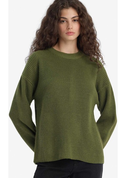 Regular Fit Bisiklet Yaka Selanik Kumaş Basic Düz Triko Kazak H6905AZ25WN