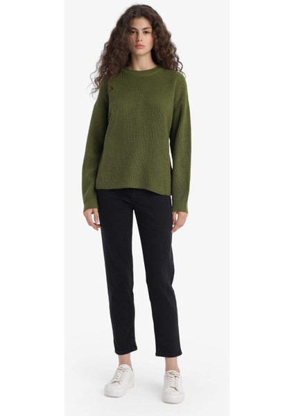 Regular Fit Bisiklet Yaka Selanik Kumaş Basic Düz Triko Kazak H6905AZ25WN