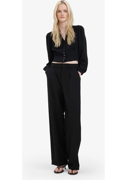 Fitted V Yaka Krep Uzun Kollu Bluz E6594AX25SP