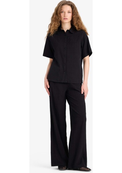 Oversize Geniş Kalıp Basic Düz Kısa Kollu Gömlek A9135AX25SM