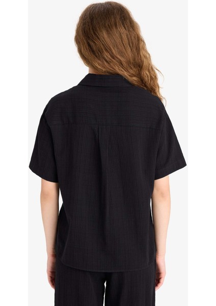 Oversize Geniş Kalıp Basic Düz Kısa Kollu Gömlek A9135AX25SM