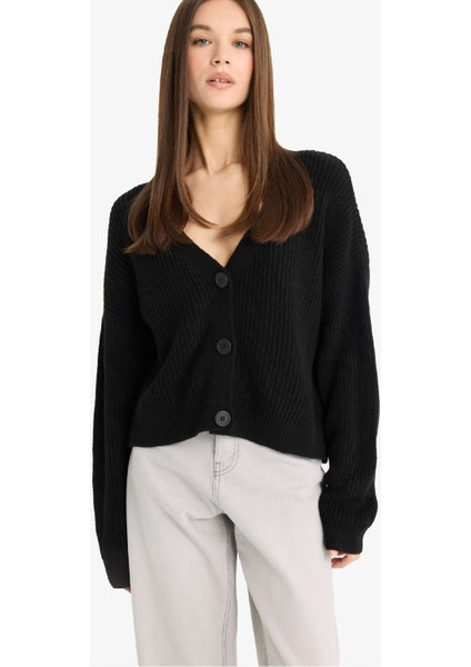 Regular Fit V Yaka Düğmeli Triko Hırka U2052AZ25WN