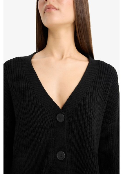 Regular Fit V Yaka Düğmeli Triko Hırka U2052AZ25WN